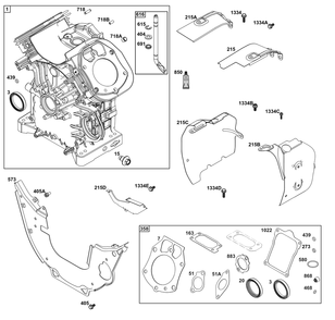 Cylinder Group Diagram and Parts List for 61E377-0052-J1 400000 - 699999 Briggs and Stratton Engine